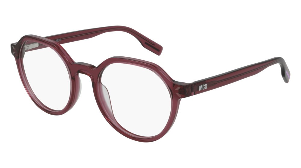 Eyeglasses McQ Collection 0 MQ0306O-004 color burgundy shape round lenses transparent