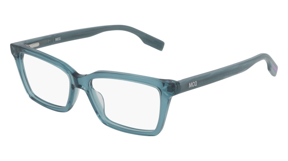 Eyeglasses McQ Collection 0 MQ0307O-004 color blue shape rectangle lenses transparent