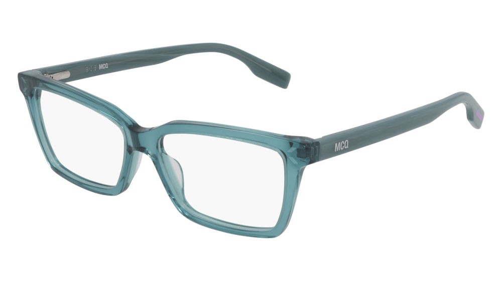 Eyeglasses McQ Collection 0 MQ0307O-008 color blue shape rectangle lenses transparent
