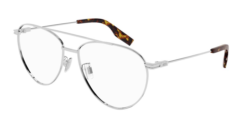 Eyeglasses McQ Collection 0 MQ0334O-003 color silver shape aviator lenses transparent