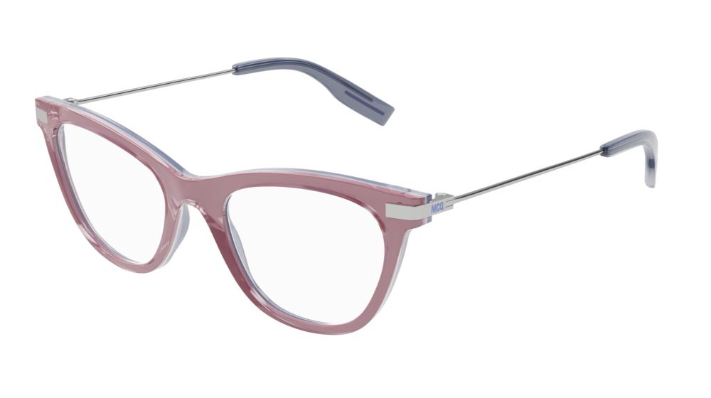 Eyeglasses McQ Collection 0 MQ0339O-007 color silver shape cat eye lenses transparent