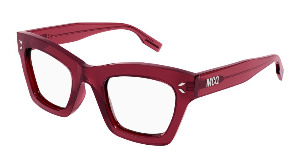Eyeglasses McQ Collection 0 MQ0343O-003 color burgundy shape cat eye lenses transparent