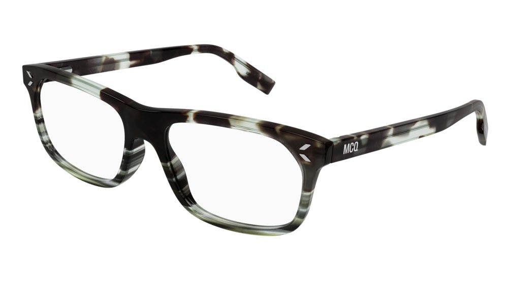 Eyeglasses McQ Collection 0 MQ0349O-004 color green shape rectangle lenses transparent