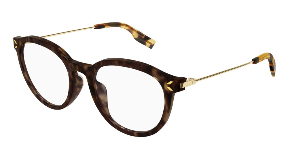 Eyeglasses McQ Collection 0 MQ0357O-002 color gold shape round lenses transparent