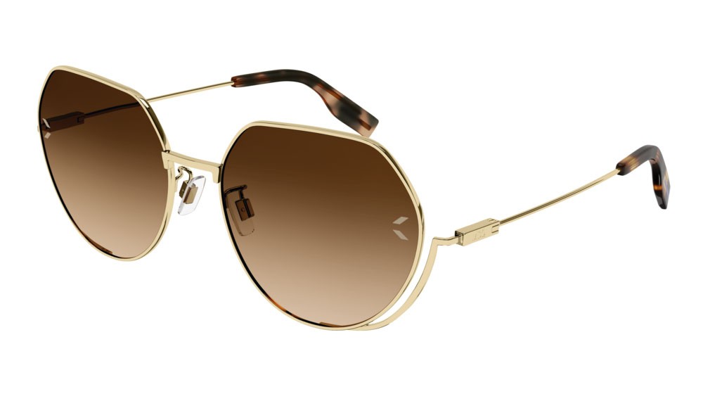 Sunglasses McQ Collection 0 MQ0360S-002 color gold shape round lenses brown