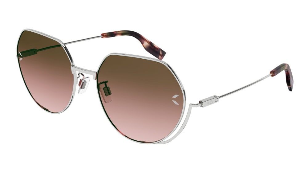 Sunglasses McQ Collection 0 MQ0360S-004 color silver shape round lenses brown
