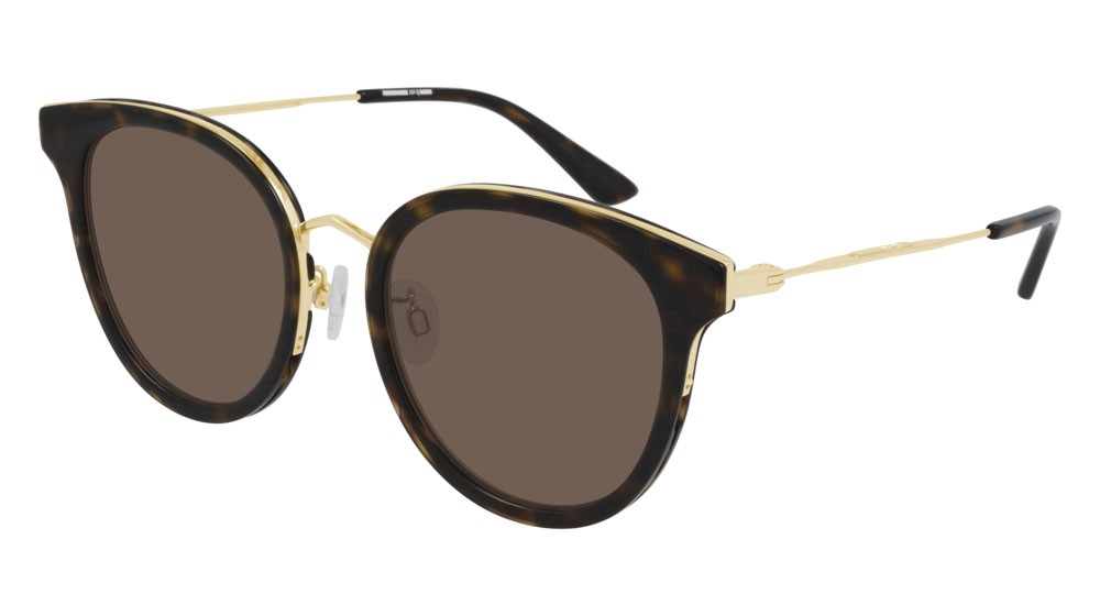 Sunglasses McQ Iconic MQ0278SA-002 color gold shape round lenses brown