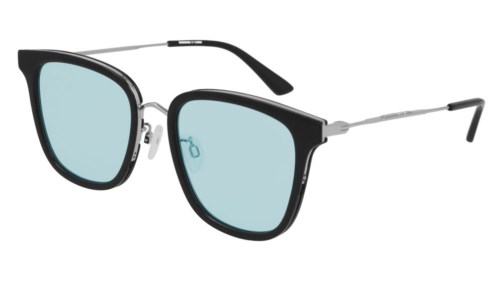 Sunglasses McQ Iconic MQ0279SA-003 color silver shape rectangle lenses light blue