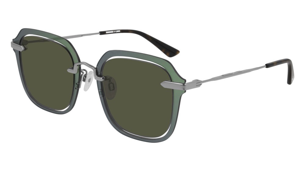 Sunglasses McQ Iconic MQ0283S-003 color ruthenium shape rectangle lenses green