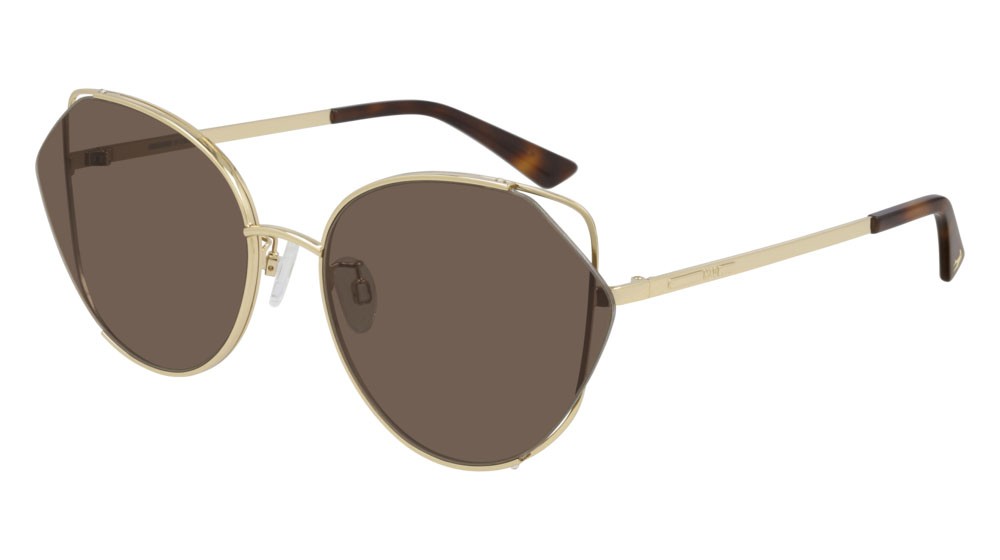 Sunglasses McQ Iconic MQ0286SA-002 color gold shape cat eye lenses brown