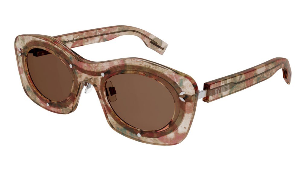 Sunglasses McQ Icons MQ0358S-003 color brown shape round lenses brown