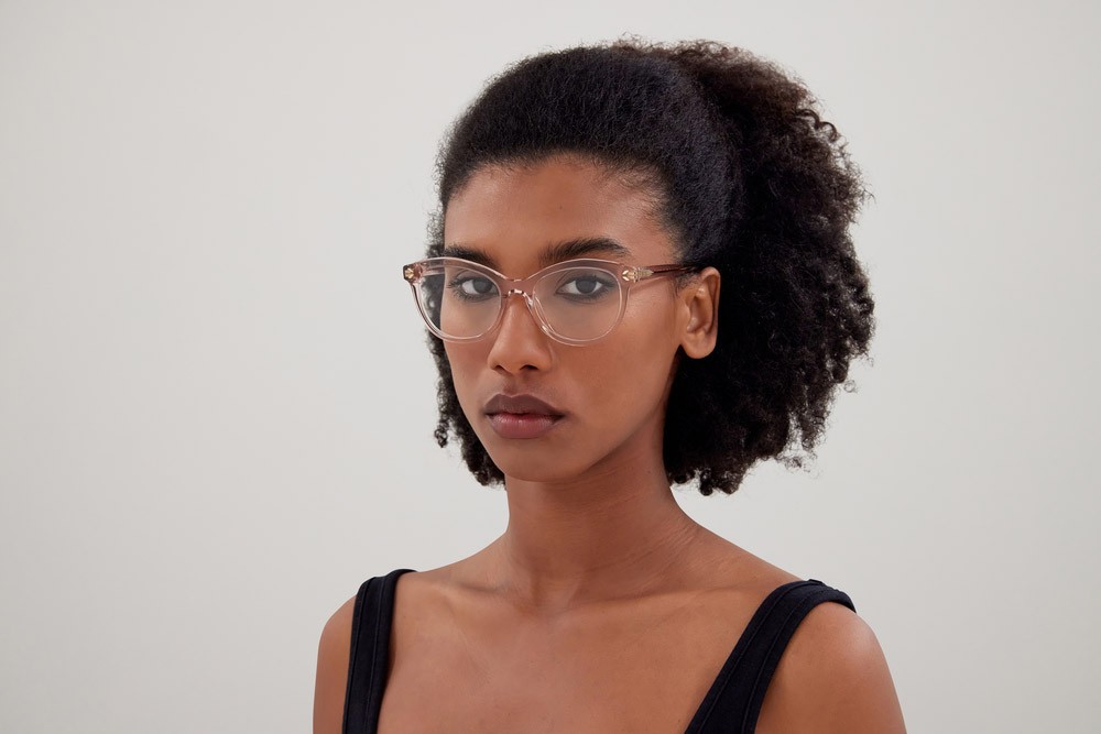 Eyeglasses McQ MQ0330O-009 color rosa shape cat eye lenses trasparente