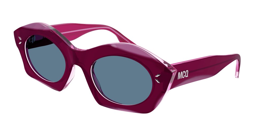 Sunglasses McQ MQ0341S-006 color burgundy shape geometric lenses grigio