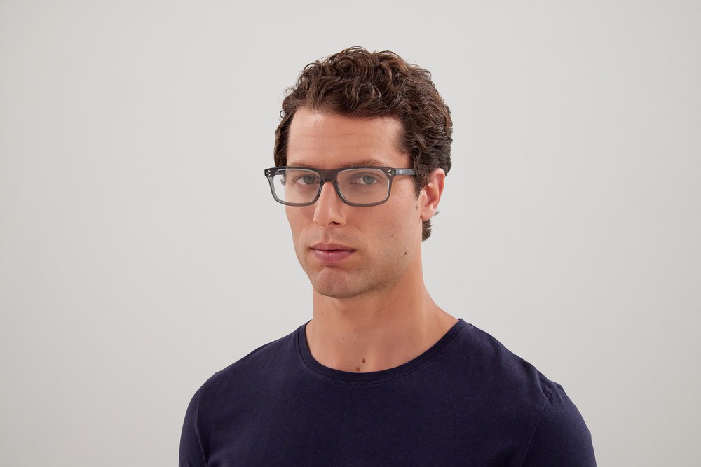 Eyeglasses McQ MQ0349O-005 color grigio shape rectangle lenses trasparente