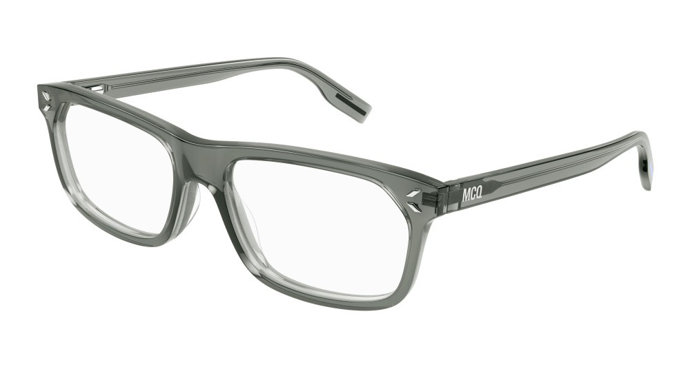 Eyeglasses McQ MQ0349O-005 color grigio shape rectangle lenses trasparente