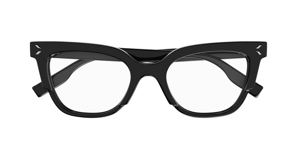 Eyeglasses McQ MQ0366O-001 color nero shape cat eye lenses trasparente