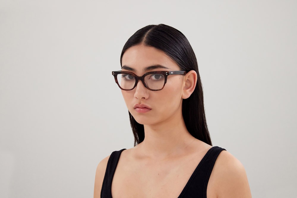 Eyeglasses McQ MQ0366O-003 color havana shape cat eye lenses trasparente
