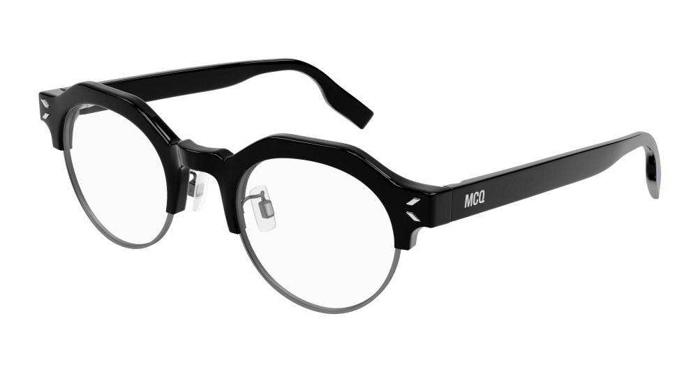 Eyeglasses McQ MQ0372O-001 color nero shape round lenses trasparente