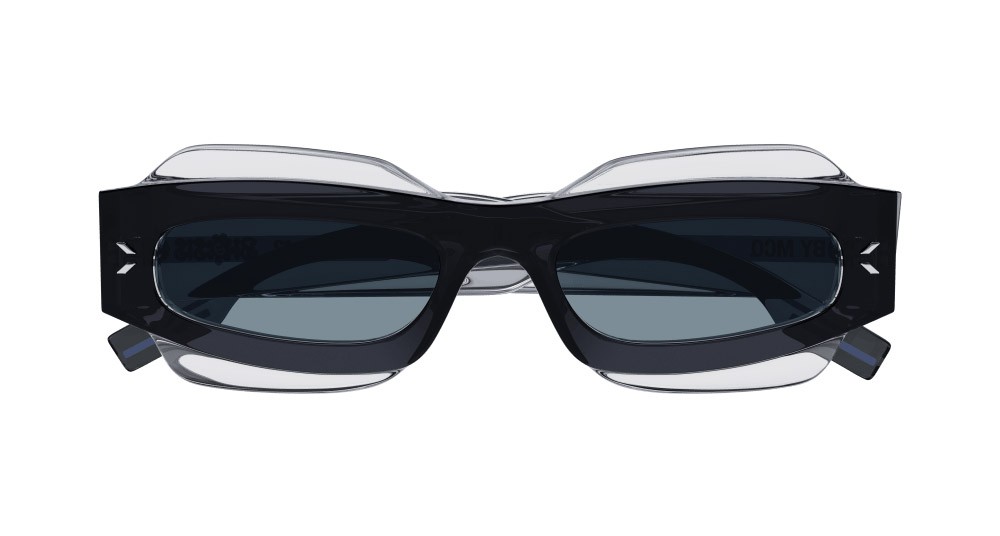 Sunglasses McQ MQ0374S-002 color grigio shape geometric lenses blu