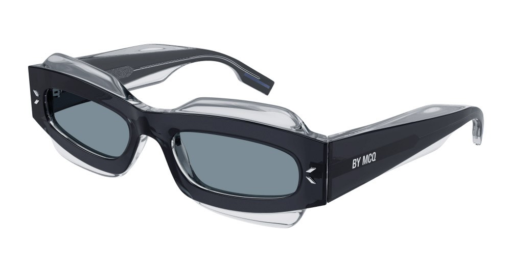 Sunglasses McQ MQ0374S-002 color grigio shape geometric lenses blu