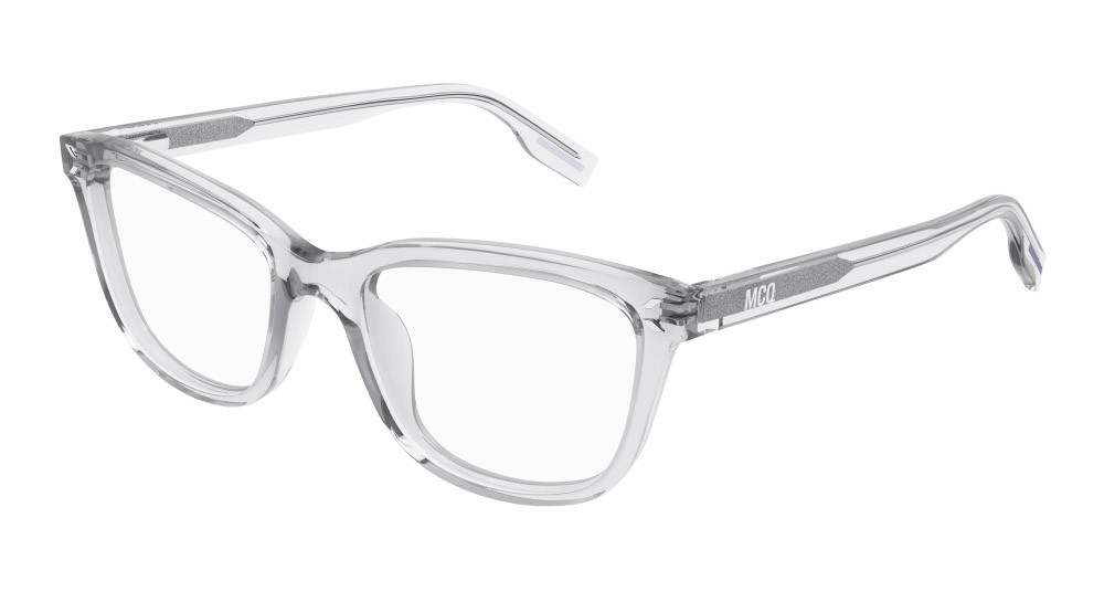 Eyeglasses McQ MQ0380O-002 color grigio shape rectangle lenses trasparente