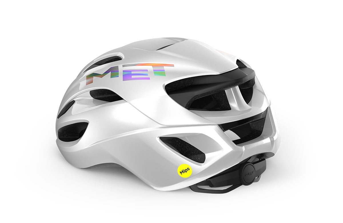 Caschi bici MET Rivale mips bianco olografico lucido 3HM132 BI1 