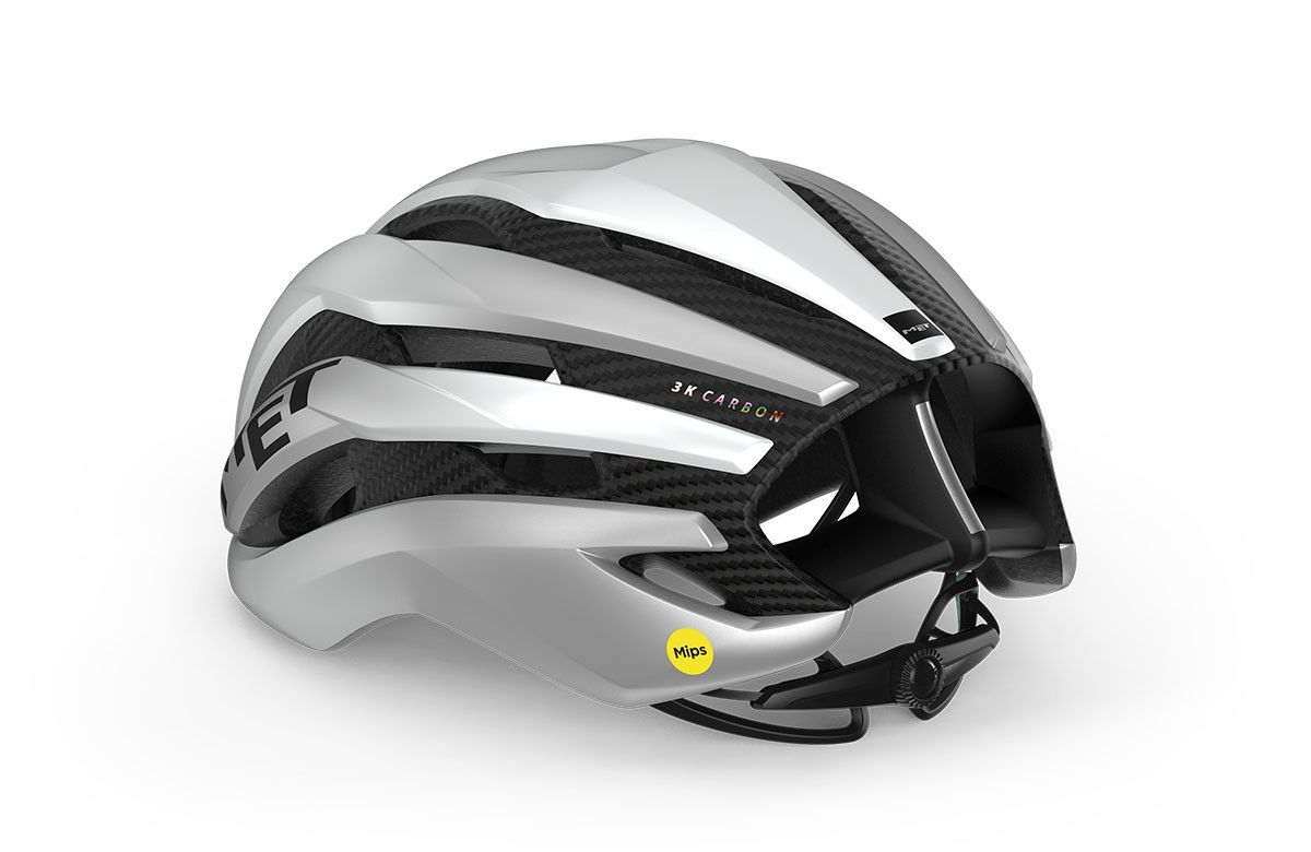 Fahrradhelme MET Trenta 3k carbon mips bianco metallizzato opaco 3HM146 BI2 
