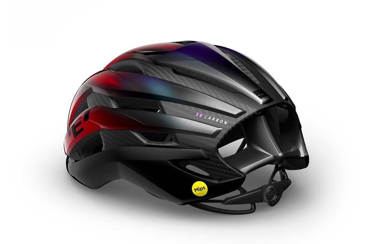 Caschi bici MET Trenta 3k carbon mips rosso iridescente lucido 3HM146 RO1 