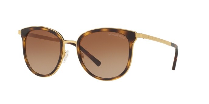 Sunglasses Michael Kors Adrianna i MK 1010 (110113) color dk tortoise/gold shape square lenses brown gradient