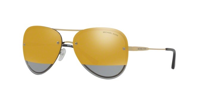 Sonnenbrillen Michael Kors La jolla MK 1026 (11681Z) farbe pale gold-tone form aviator gläser block gold mirror