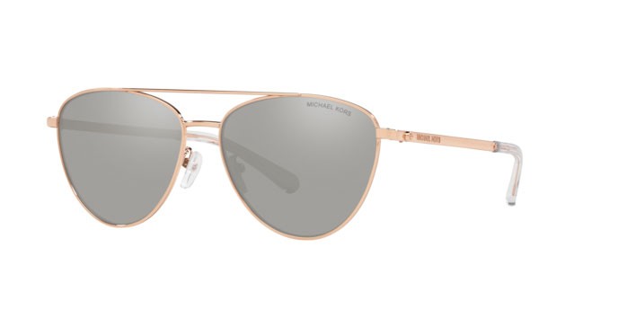 Sonnenbrillen Michael Kors Barcelona MK 1056 (10026G) farbe rose gold form aviator gläser silver mirror