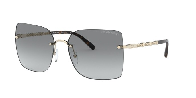 Sonnenbrillen Michael Kors Aurelia MK 1057 (101411) farbe light gold form quadratisch gläser grey gradient