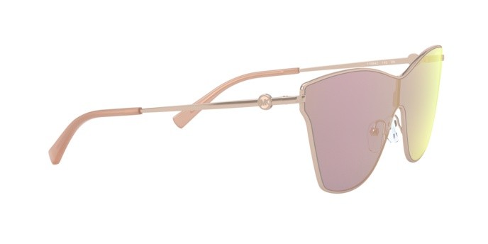 Occhiali da sole Michael Kors Larissa MK 1063 (11084Z) colore rose gold forma farfalla lenti pink mirror