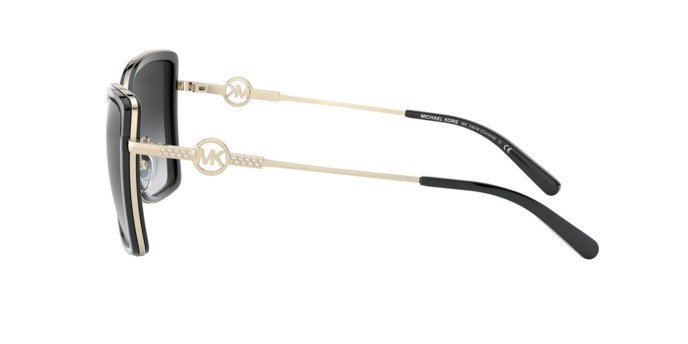 Occhiali da sole Michael Kors Corsica MK 1067B (10148G) colore light gold forma farfalla lenti dark grey gradient