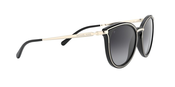 Sunglasses Michael Kors Brisbane MK 1077 (1014T3) color light gold/black shape round lenses dark grey gradient polar