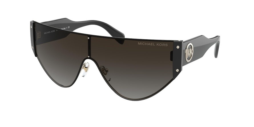 Occhiali da sole Michael Kors Park city MK 1080 (10148G) colore light gold forma irregolare lenti dark grey gradient