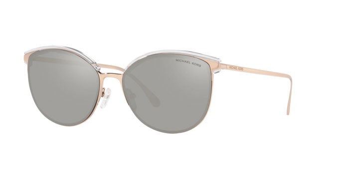 Sonnenbrillen Michael Kors Magnolia MK 1088 (11086G) farbe rose gold form rund gläser silver mirror