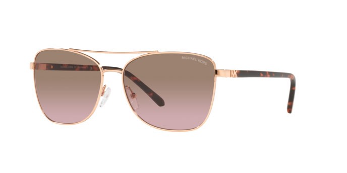 Sonnenbrillen Michael Kors Stratton MK 1096 (110814) farbe rose gold form aviator gläser brown rose gradient