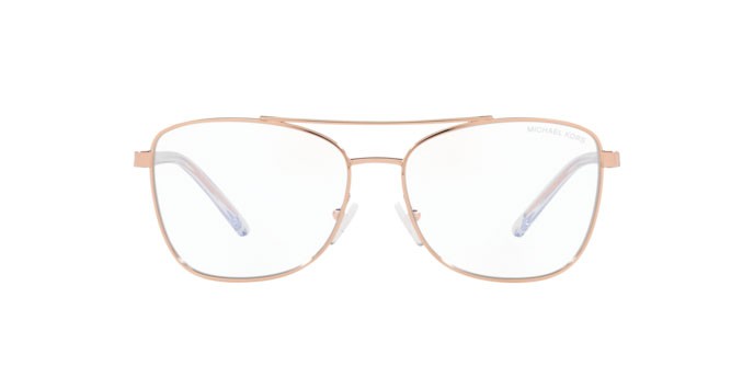 Sonnenbrillen Michael Kors Stratton MK 1096 (1108SB) farbe rose gold form aviator gläser blue light clear
