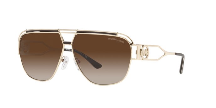 Occhiali da sole Michael Kors Vienna MK 1102 (101413) colore light gold forma aviator lenti smoke gradient