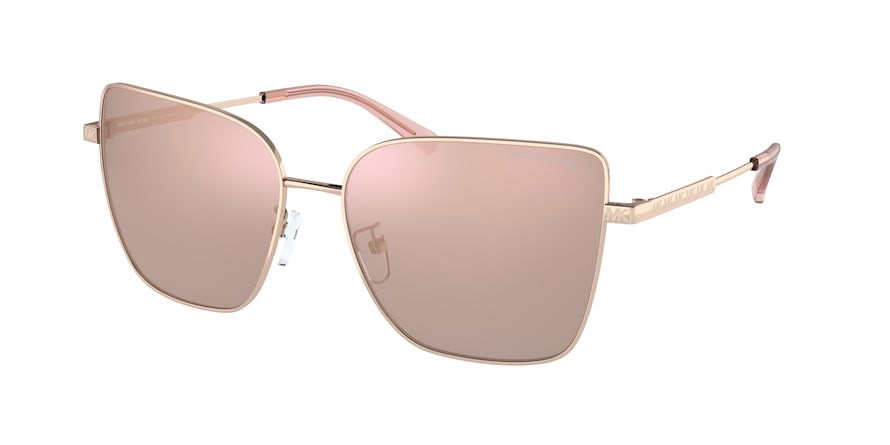 Sonnenbrillen Michael Kors Bastia MK 1108 (11084Z) farbe rose gold form schmetterling gläser rose gold mirror