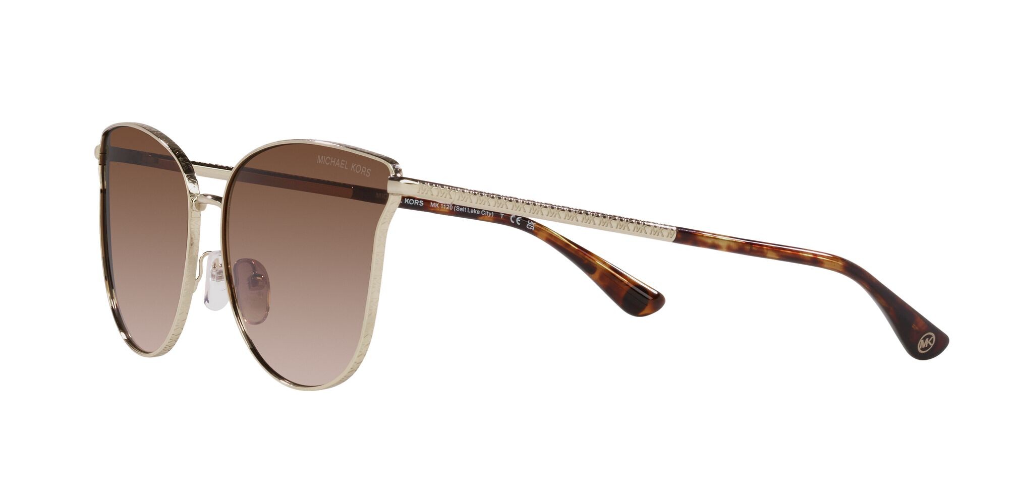 Occhiali da sole Michael Kors Salt Lake City MK 1120 (101413) colore oro chiaro forma rotondo lenti marrone sfumato