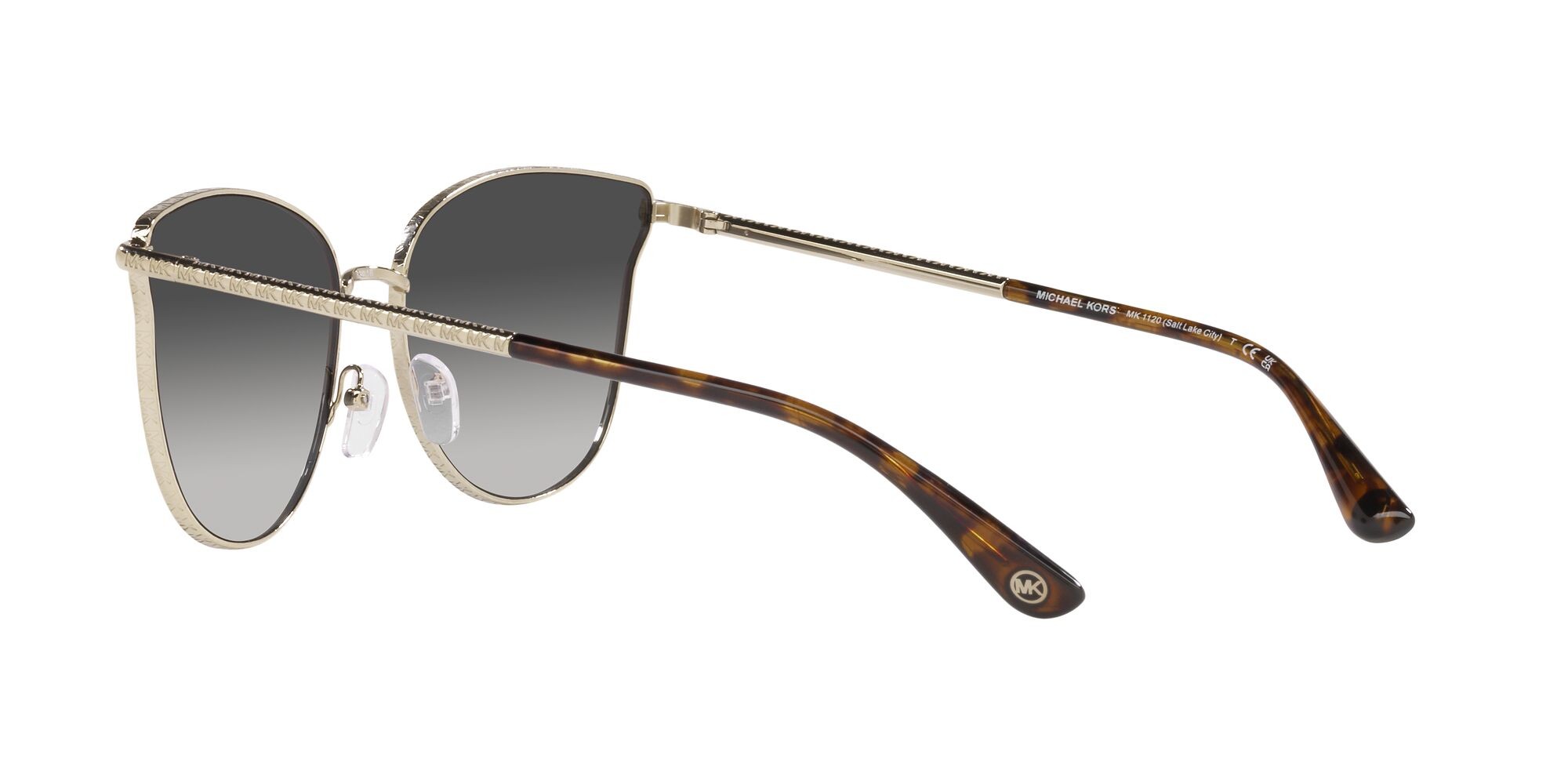 Sunglasses Michael Kors Salt Lake City MK 1120 (10148G) color oro chiaro shape round lenses grigio scuro sfumato