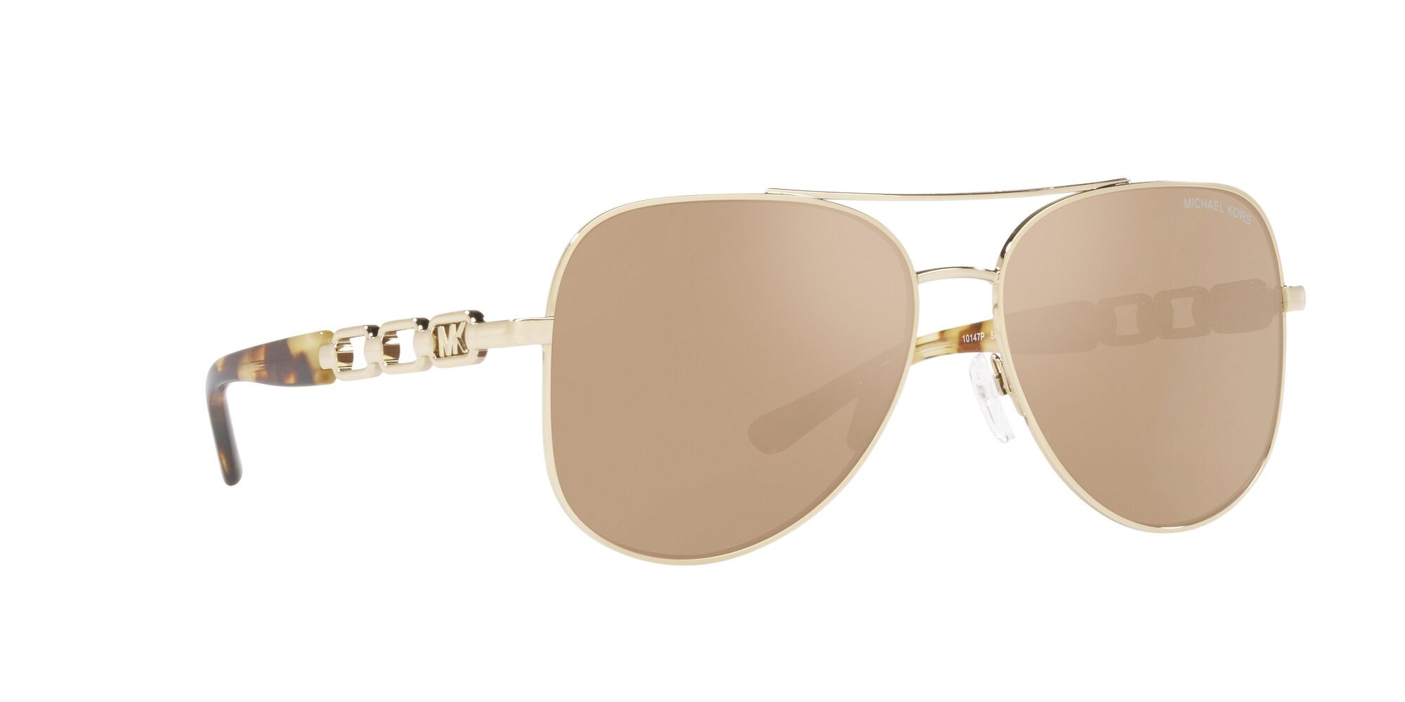 Occhiali da sole Michael Kors Chianti MK 1121 (10147P) colore oro chiaro forma aviator lenti specchiata oro