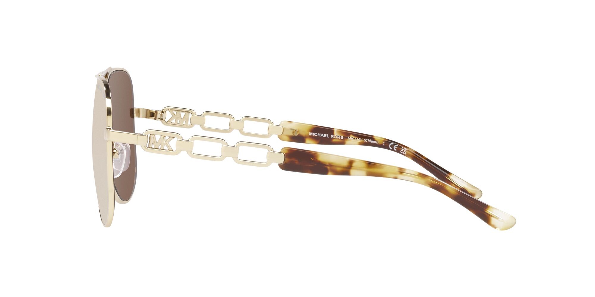 Occhiali da sole Michael Kors Chianti MK 1121 (10147P) colore oro chiaro forma aviator lenti specchiata oro