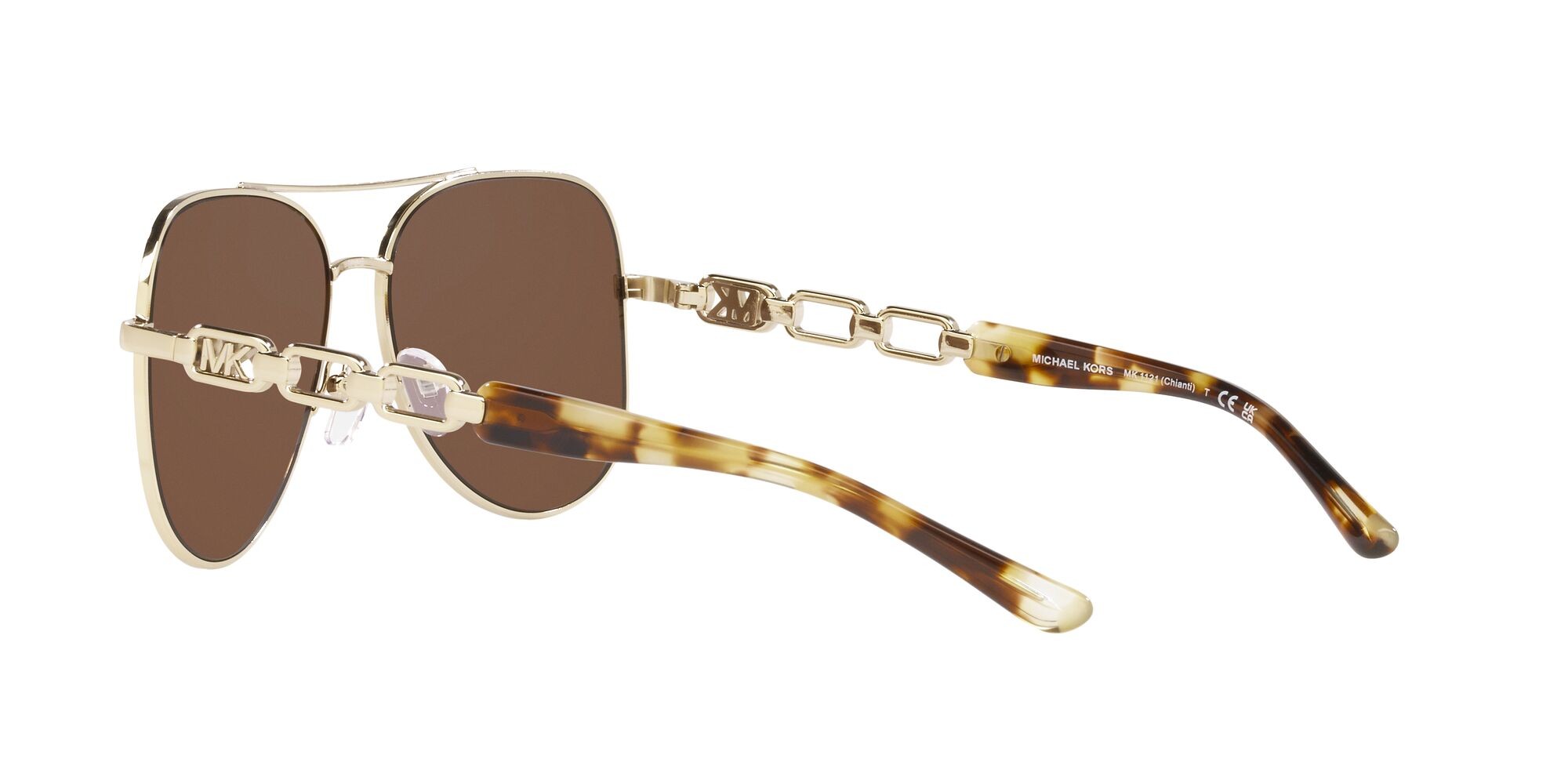 Occhiali da sole Michael Kors Chianti MK 1121 (10147P) colore oro chiaro forma aviator lenti specchiata oro