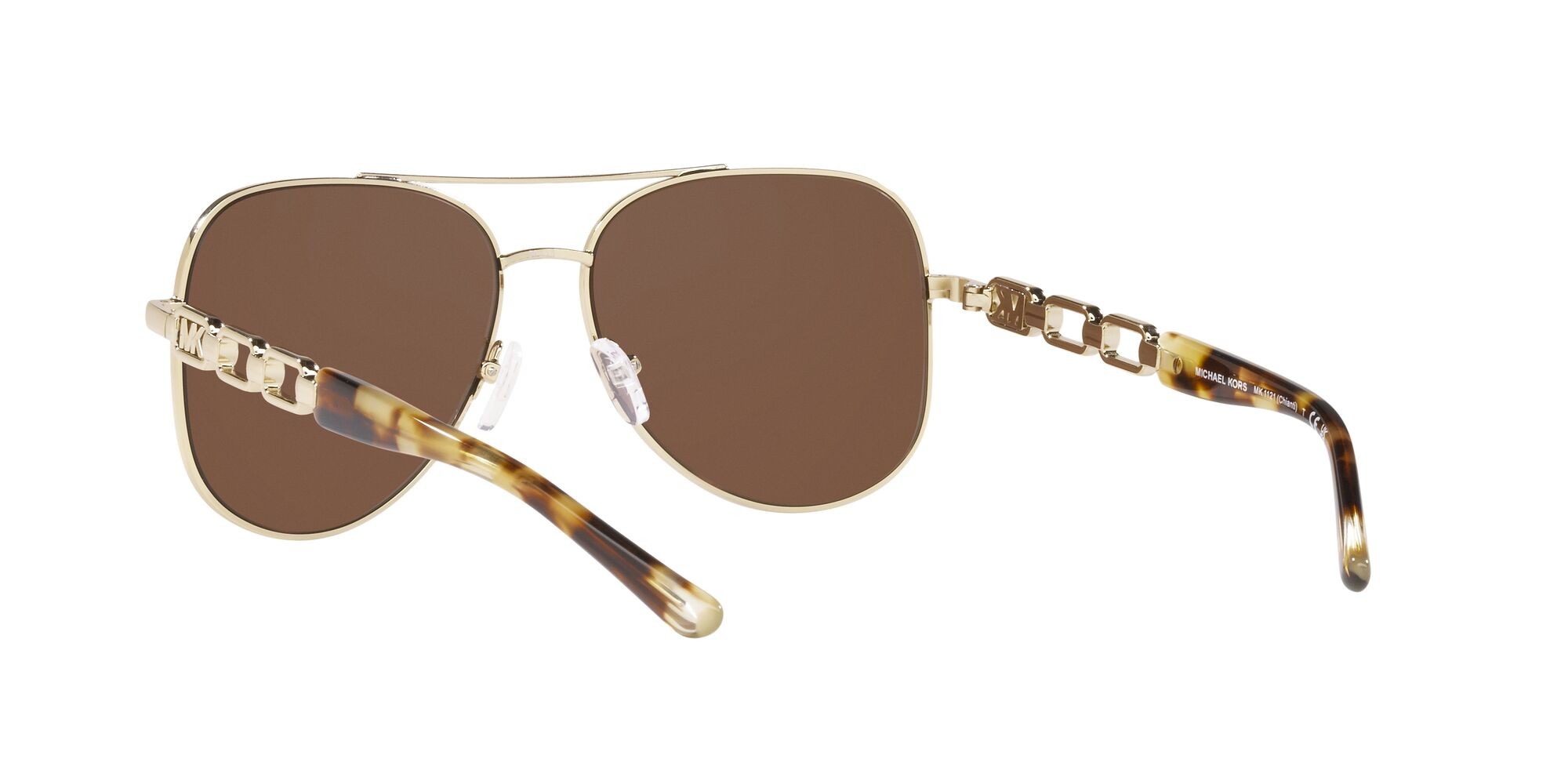 Occhiali da sole Michael Kors Chianti MK 1121 (10147P) colore oro chiaro forma aviator lenti specchiata oro