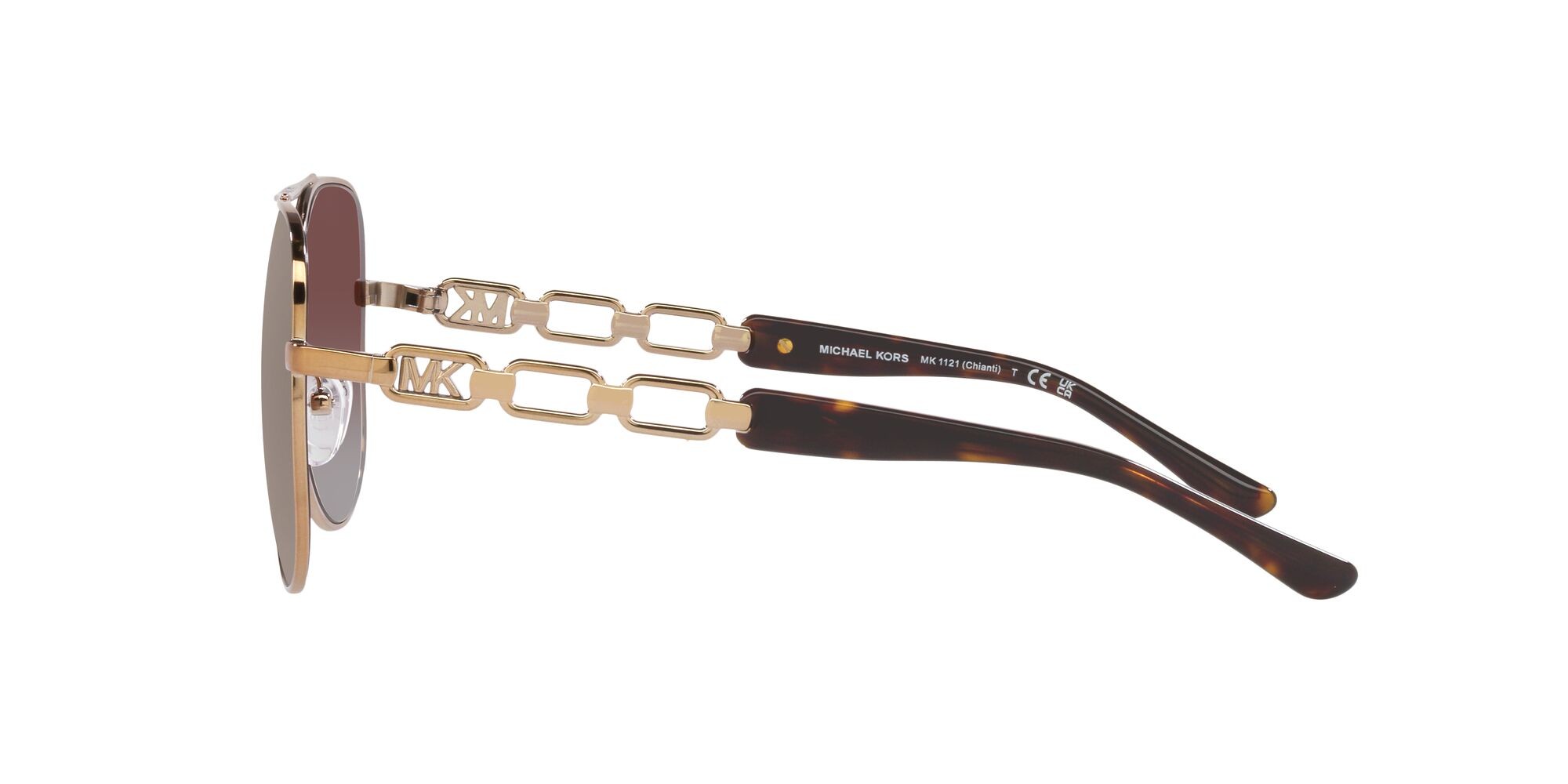 Sonnenbrillen Michael Kors Chianti MK 1121 (12136K) farbe beige visone form aviator gläser caramello/flash argento