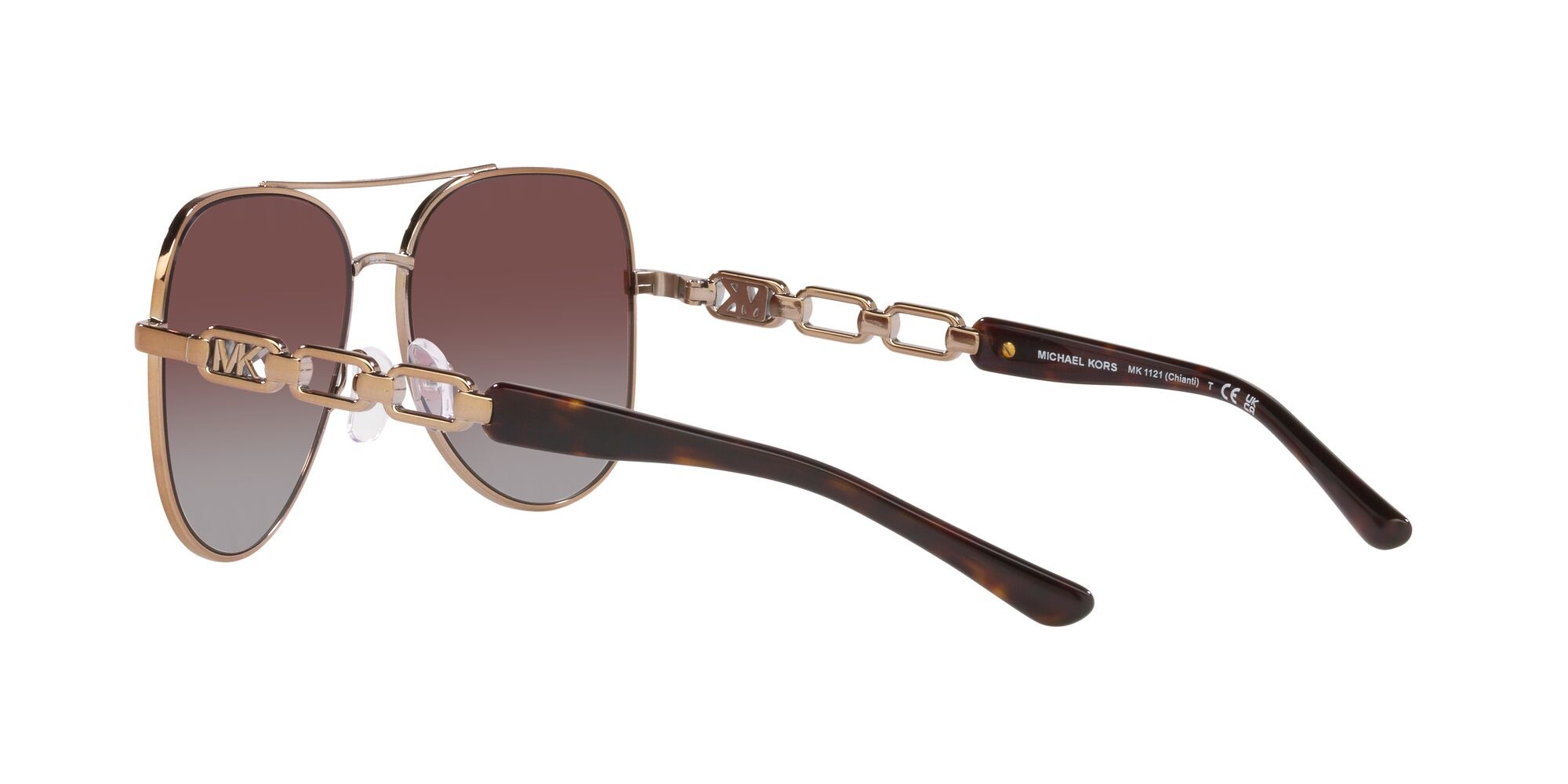Sonnenbrillen Michael Kors Chianti MK 1121 (12136K) farbe beige visone form aviator gläser caramello/flash argento