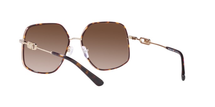 Occhiali da sole Michael Kors Empire Butterfly MK 1127J (101413) colore oro chiaro/tartarugato scuro forma irregolare lenti marrone sfumato